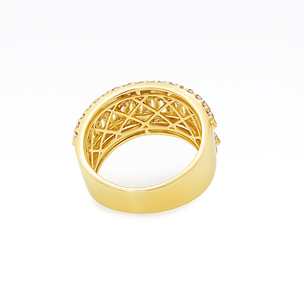 14K Yellow Gold Diamond Baguette Band 2.00 CTW | Women’s Multi-Row Statement Ring | Jewelry Palace
