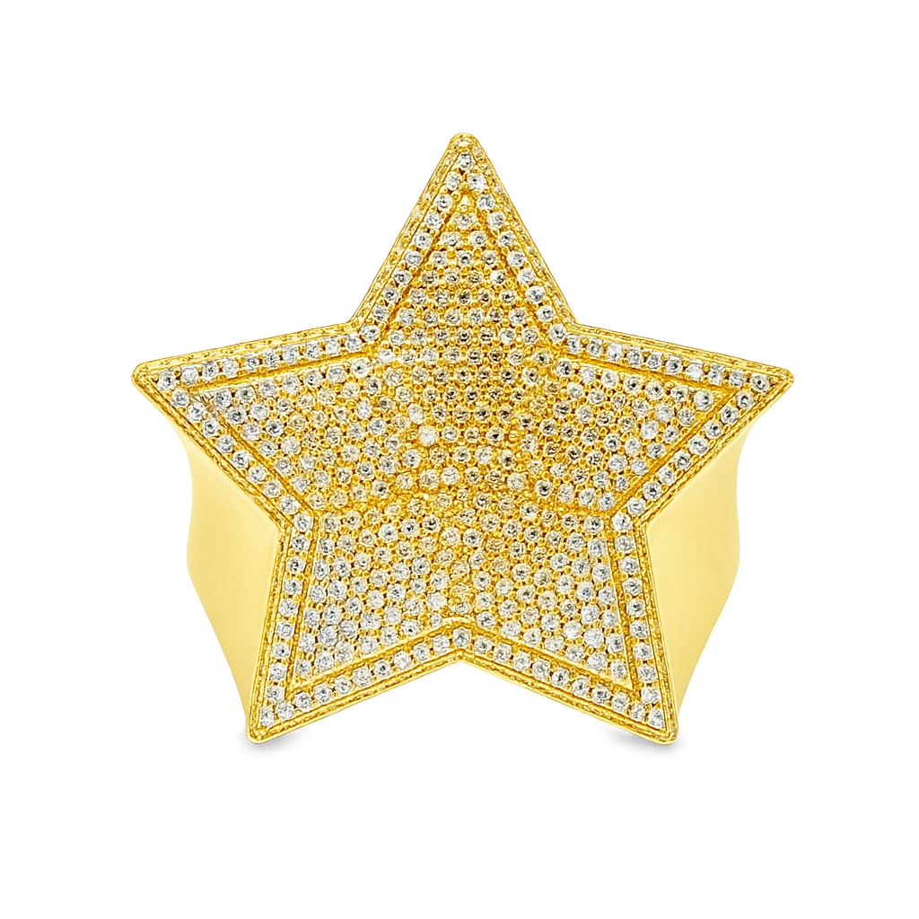 10K Yellow & White Gold Diamond Star Ring 1.14 ctw – Bold Statement Ring | Jewelry Palace Lithonia, GA