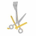 10K Yellow Gold Diamond Scissors Pendant 0.33 ctw – Barber & Stylist Jewelry | Jewelry Palace Lithonia, GA