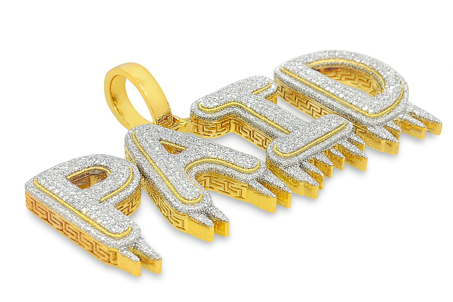 10K Yellow Gold Diamond “PAID” Pendant 1.29 ctw | Drip Letter Iced-Out Pendant