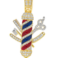 10K Yellow Gold 0.50 ctw Diamond Barber Pole Pendant | Blue & Red Enamel | Luxury Statement Jewelry | Jewelry Palace