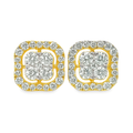 10K Yellow Gold 1.00 ctw Diamond Flower Halo Earrings | 4-Stone Design | Jewelry Palace