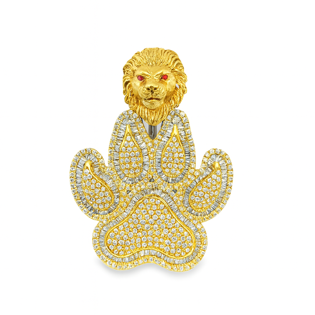 10K Yellow Gold Diamond Lion Paw Pendant 6.50 ctw | Iced Out Animal Pendant for Men – Jewelry Palace