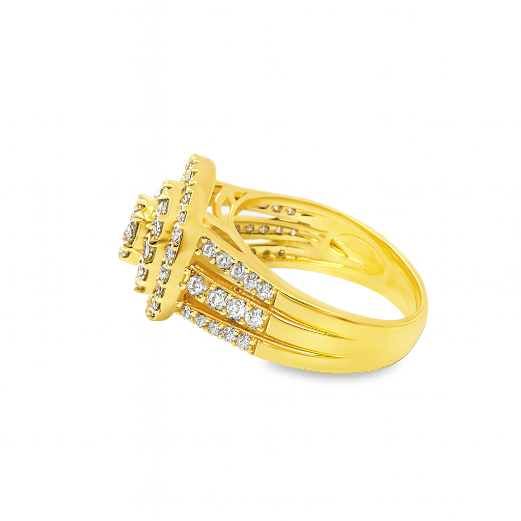 10K Yellow Gold Heart Shape Diamond Ring 1.04 ctw | Romantic Cluster Design – Jewelry Palace Lithonia GA
