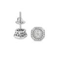 10K White Gold 0.25 ctw Diamond Round Cut Halo Earrings | Everyday Sparkle & Classic Luxury | Jewelry Palace