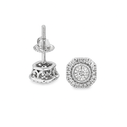 10K White Gold 0.25 ctw Diamond Round Cut Halo Earrings | Everyday Sparkle & Classic Luxury | Jewelry Palace