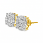 10K Yellow Gold 2.98 ctw Diamond 4-Prong Circle Earrings | Statement Studs | Jewelry Palace
