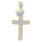 10K Yellow Gold Diamond Cross Pendant with Round Brilliant Cut Diamonds 1.25 ctw