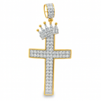 10K Yellow Gold Diamond Cross Pendant with Round Brilliant Cut Diamonds 1.25 ctw