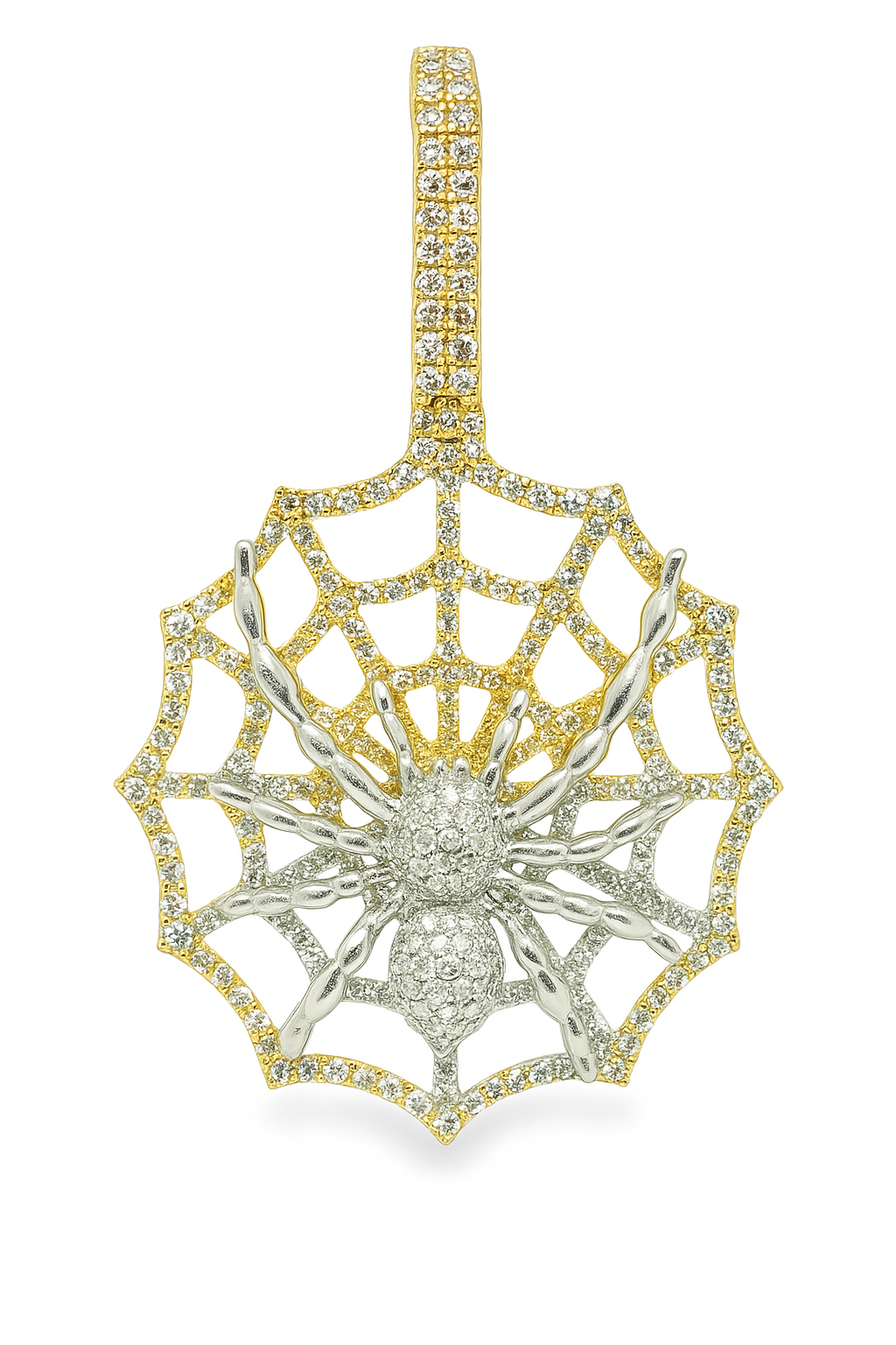 10K Yellow Gold Diamond Spider Pendant on Web 1.88 ctw