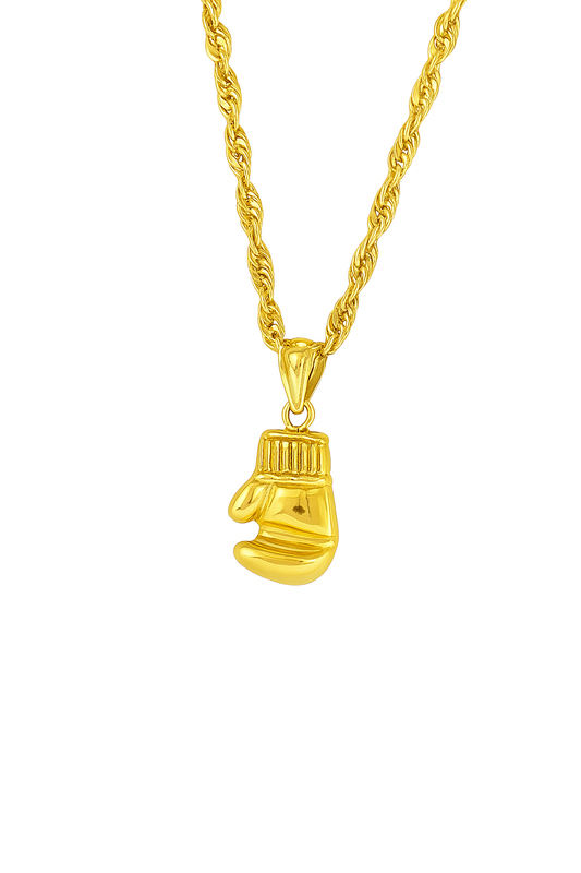 10K Yellow Gold Boxing Glove Pendant Necklace Set – Symbol of Strength & Determination | Jewelry Palace