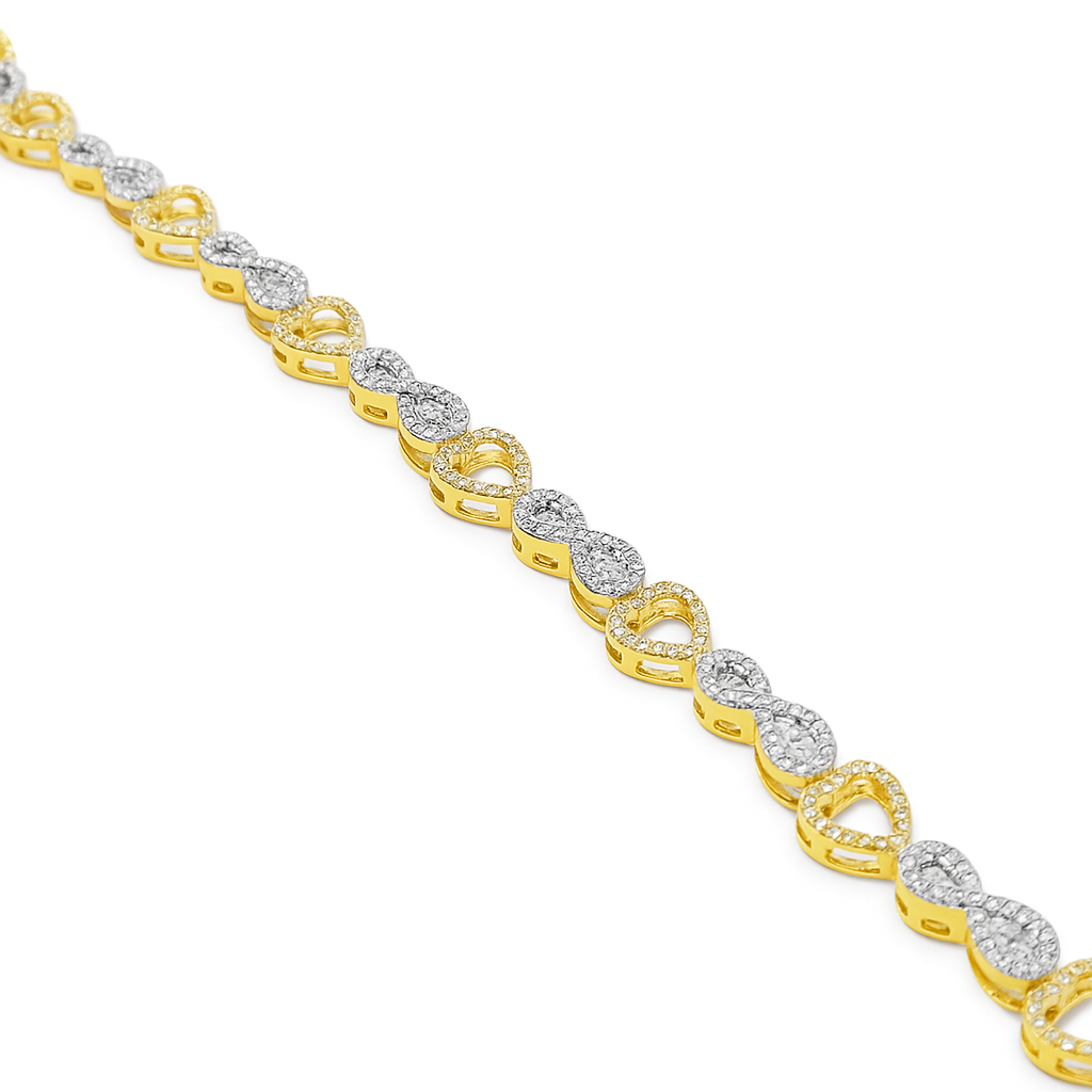 10K Yellow Gold Women’s Infinity Heart Diamond Bracelet 1.50 ctw – Romantic Symbol of Forever Love | Jewelry Palace