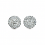 14K White Gold Baguette & Round Diamond Stud Earrings 0.80 ctw | Jewelry Palace