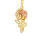 10K Yellow Gold Diamond Rose Flower Charm Necklace Two-Tone Pendant 0.20 CTW