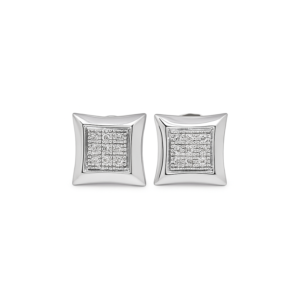 10K White Gold Diamond Square Stud Earrings | 0.25 CTW | Jewelry Palace
