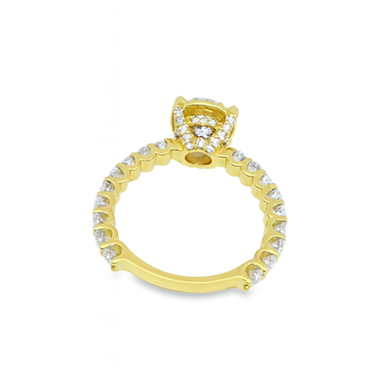 10K Yellow Gold Diamond Halo Engagement Ring Set 3.75 ctw