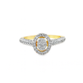 10K Yellow Gold Diamond Halo Engagement Ring Oval Cluster Pave Band 0.43 CTW