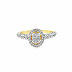 10K Yellow Gold Diamond Halo Engagement Ring Oval Cluster Pave Band 0.43 CTW