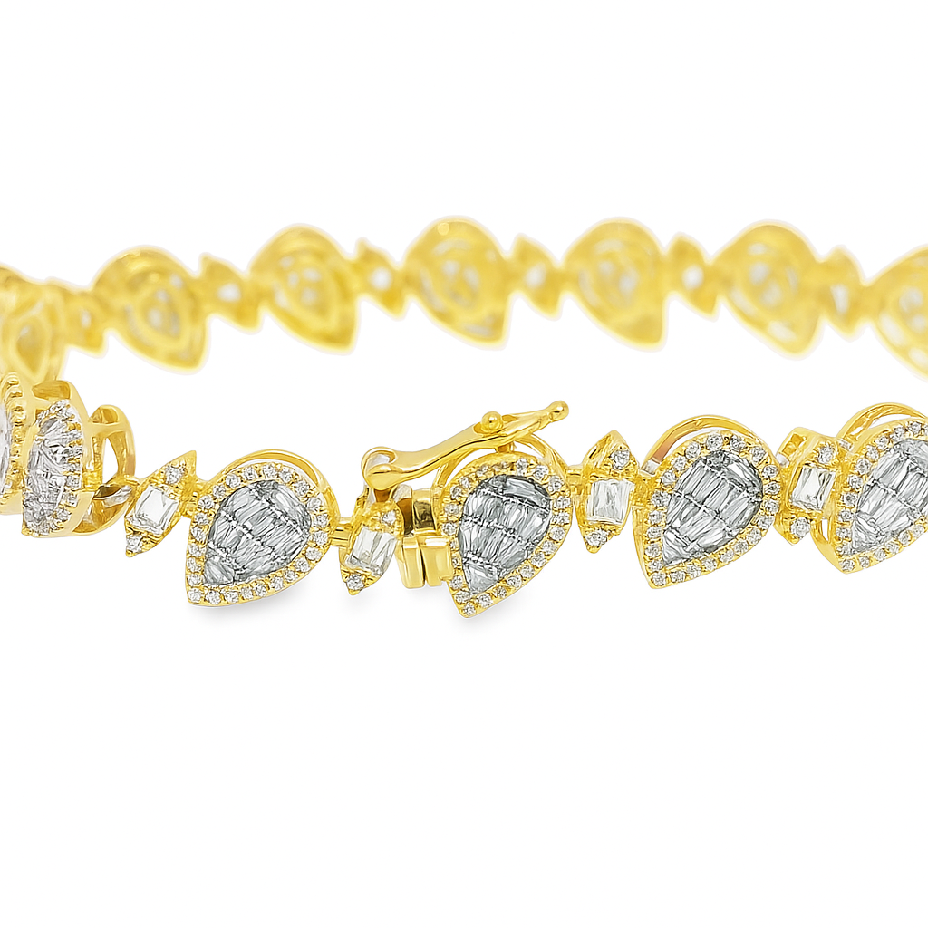 10K Yellow Gold Pear & Marquise Diamond Cluster Cuff Bracelet 2.50 ctw – Elegant Women’s Design | Jewelry Palace