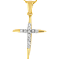10K Yellow Gold Diamond Cross Charm Necklace Petite Faith Pendant 0.10 CTW