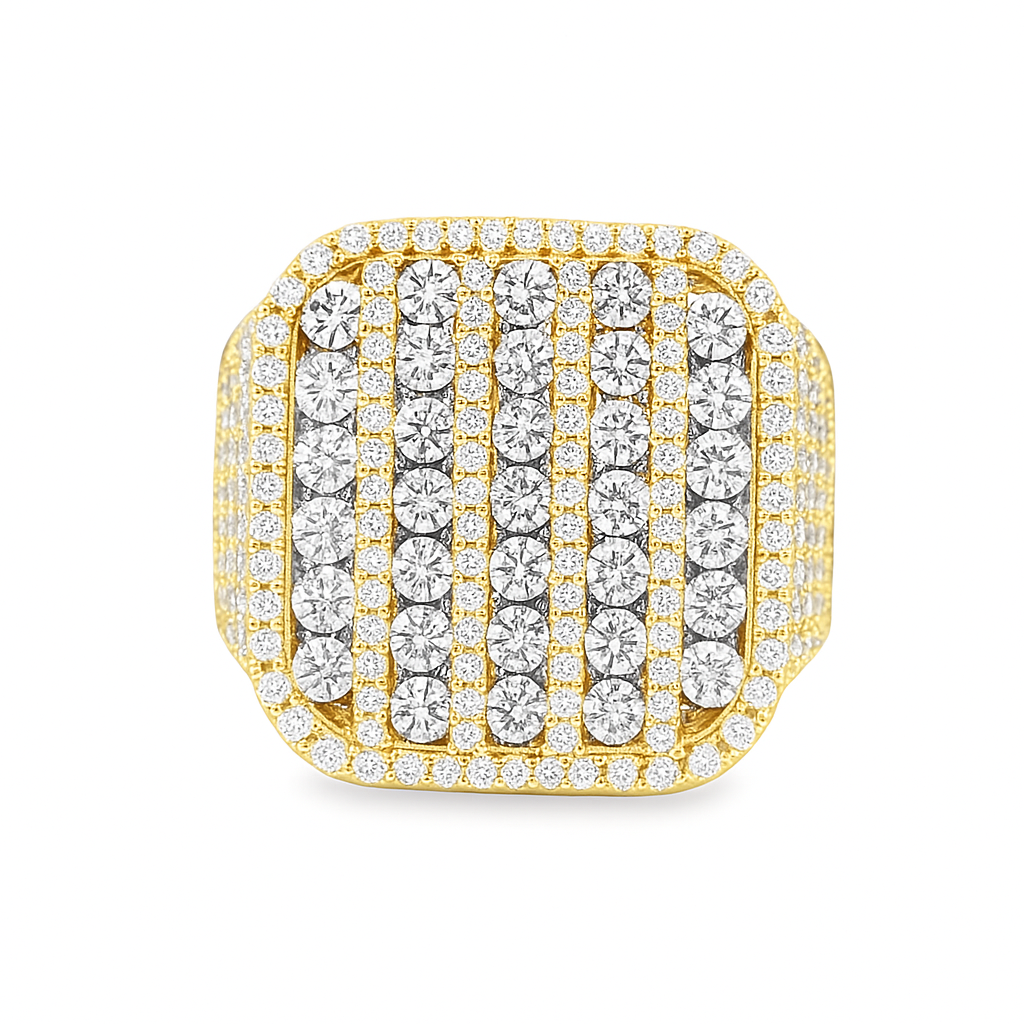 Men’s 10K Yellow Gold Diamond Cluster Ring 2.15 CTW | Iced-Out Statement Ring | Jewelry Palace