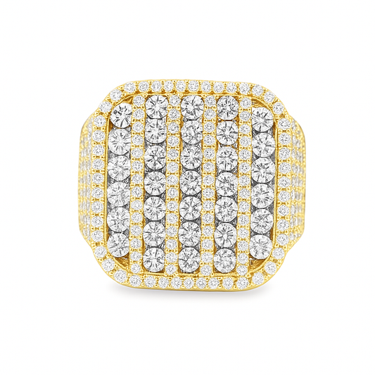 Men’s 10K Yellow Gold Diamond Cluster Ring 2.15 CTW | Iced-Out Statement Ring | Jewelry Palace
