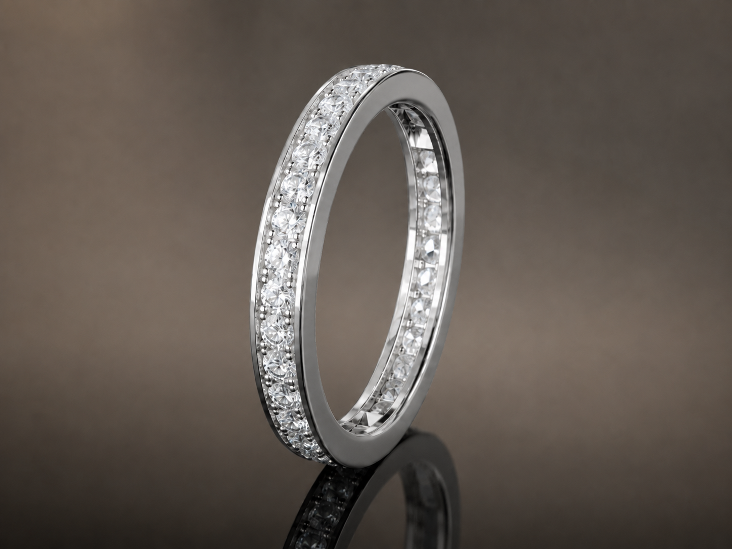 Infinity one-row lab grown diamond eternity band in 14K white gold