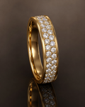 Infinity two-row lab grown diamond eternity band in 14K yellow gold