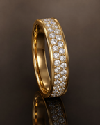 Infinity two-row lab grown diamond eternity band in 14K yellow gold