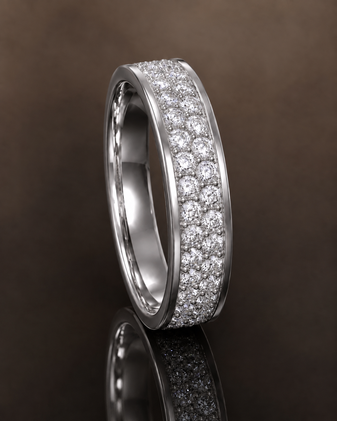 Infinity two-row lab grown diamond eternity band in 14K white gold
