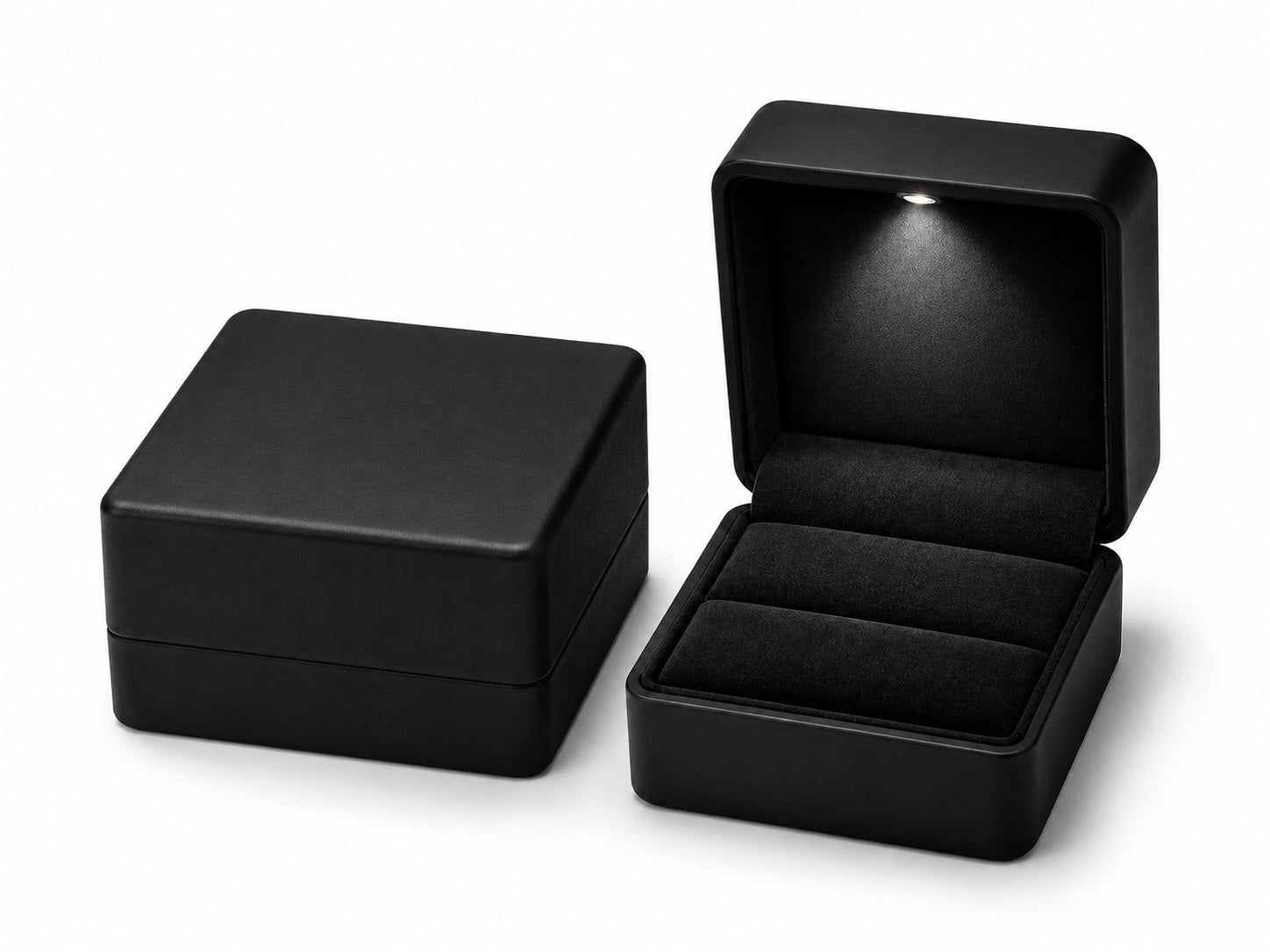 Black LED jewelry presentation box for lab grown diamond rings