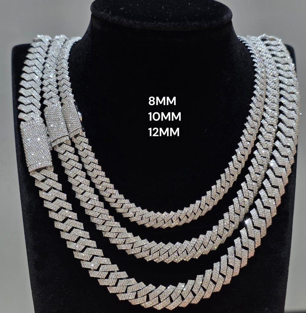 Natural Diamond Miami Cuban Link Chain | 8mm, 10mm & 12mm | Real 925 Sterling Silver | Up to 24"