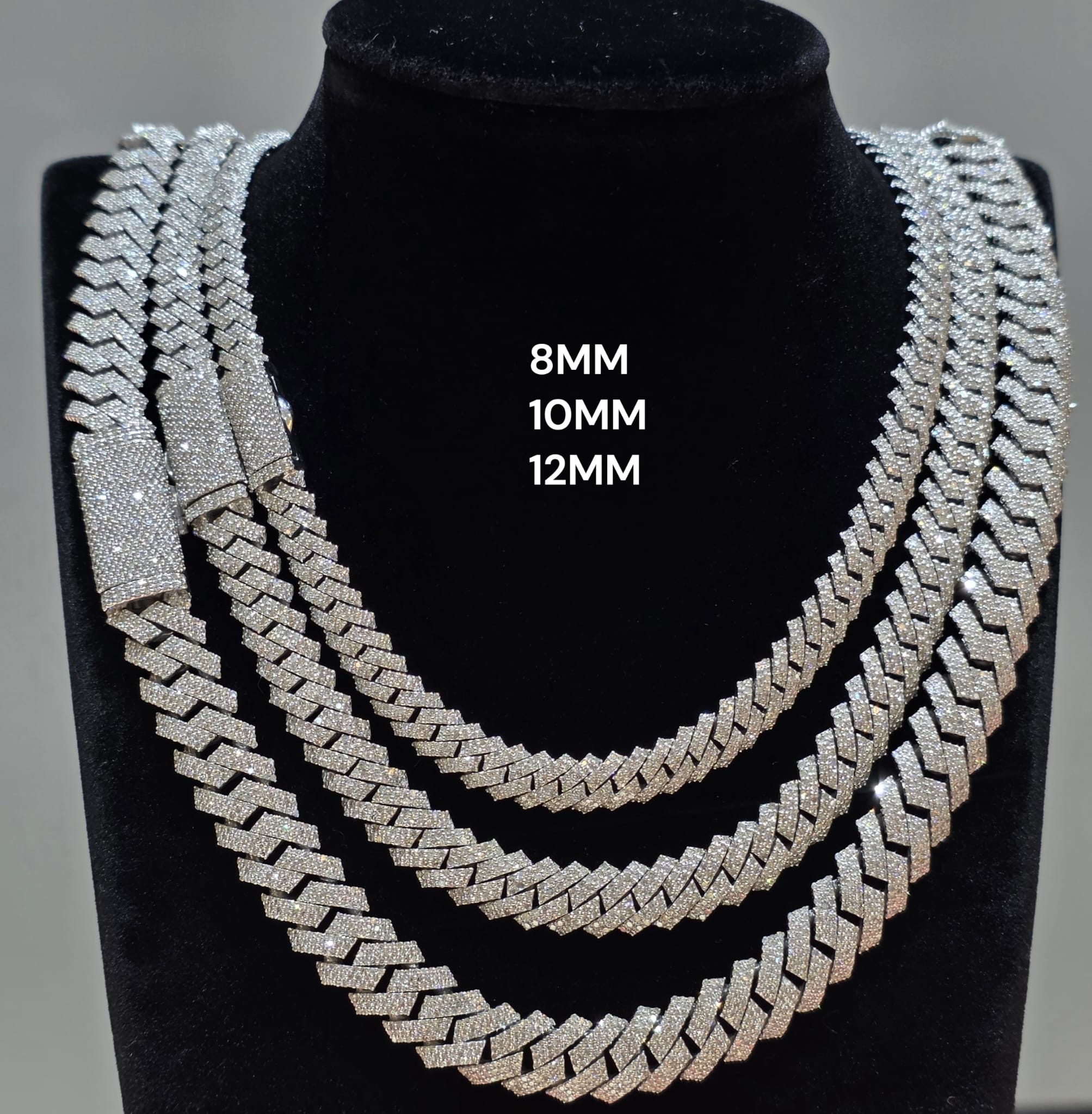 Natural Diamond Miami Cuban Link Chain | 8mm, 10mm & 12mm | Real 925 Sterling Silver | Up to 24"