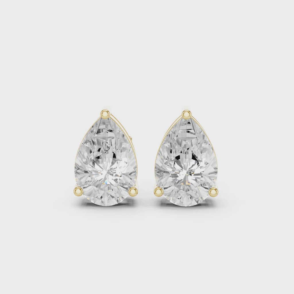 Pear Cut Lab Grown Diamond Stud Earrings 0.50–5.00 CTW in 14K Gold