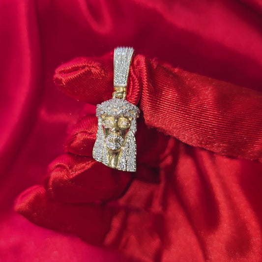 Jesus Face Pendant 0.5 Ct. Diamond 10K Yellow Gold