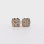 10KT Gold Diamond Grid Cluster Stud Earrings 0.24 CTW
