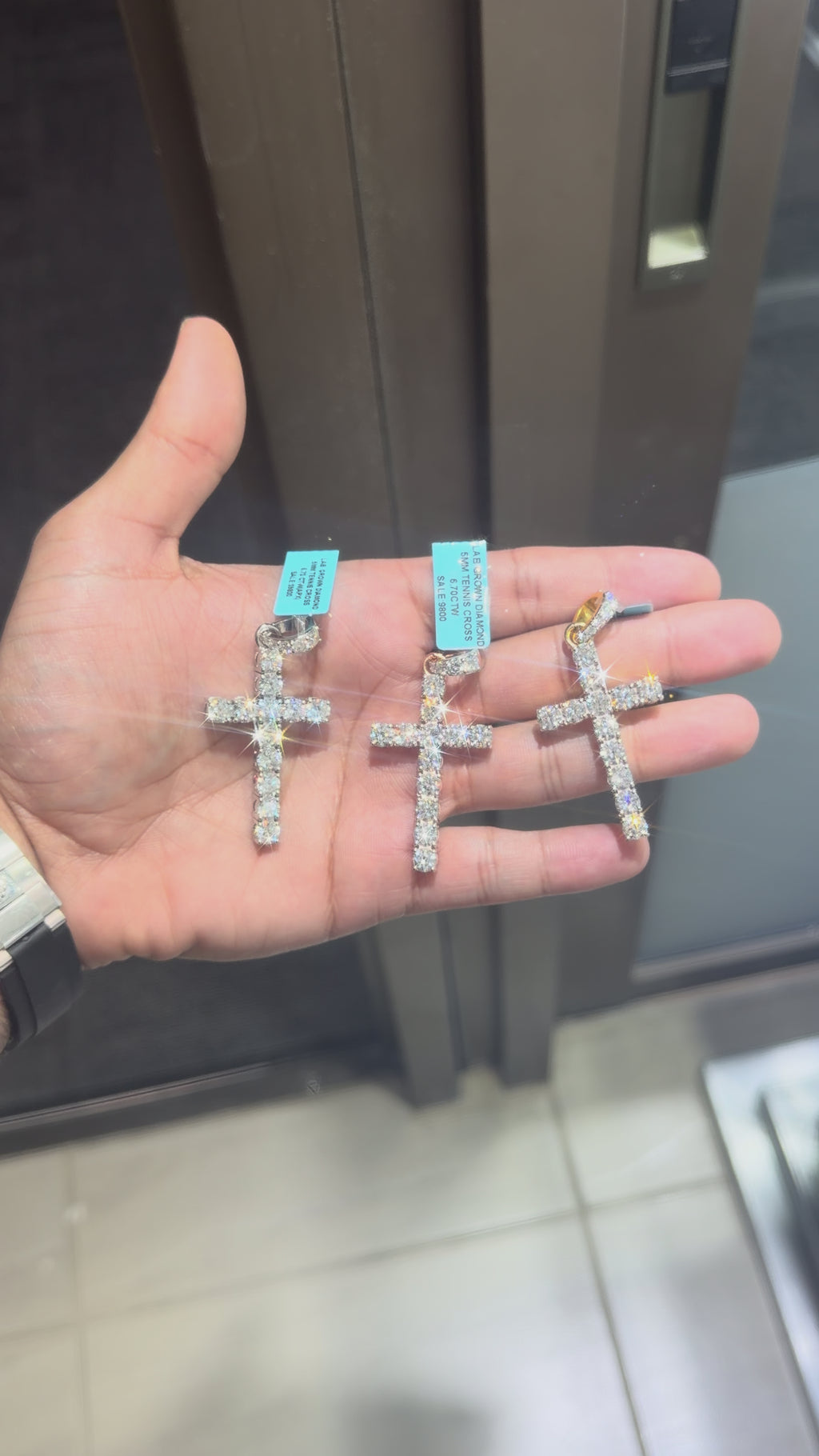 6.70 CTW Lab Grown Diamond Cross Pendant – 50 Pointer Diamond Iced Out Cross in Silver