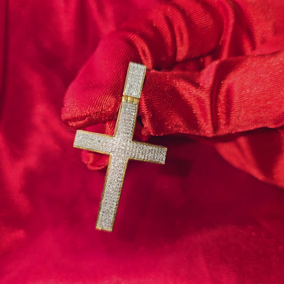 Micro Pave Cross Pendant 0.6 Ct. 10K Yellow Gold
