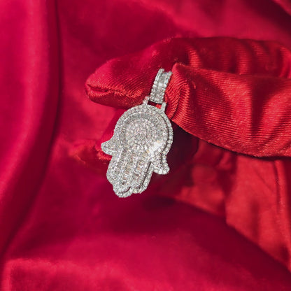 Elegant Hamsa Hand Pendant 1.2 Ct. Diamond 10K White Gold