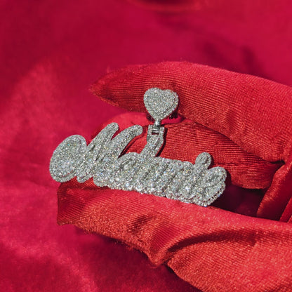 10K White Gold Custom Name Pendant With Natural Diamond 3.21 CTW APX White Gold Chain