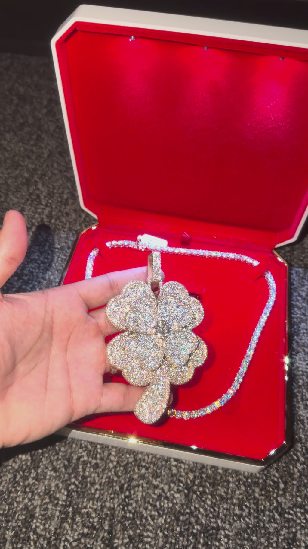 VVS Custom Clover Pendant with 5mm Tennis Chain