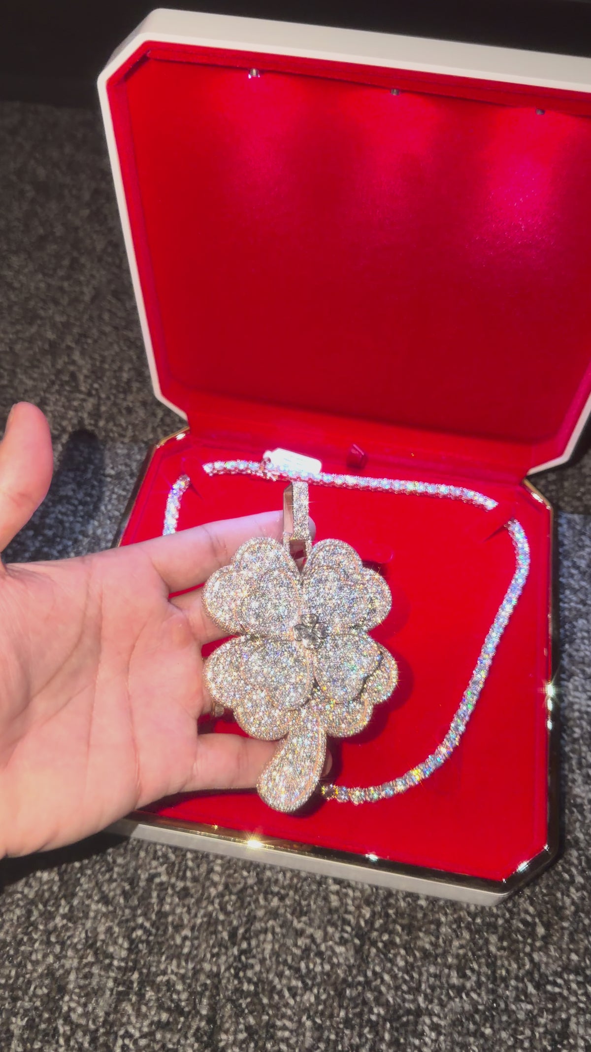 VVS Custom Clover Pendant with 5mm Tennis Chain