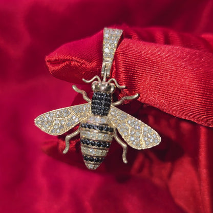 Iced Bee Pendant 1.25 ctw Diamond 10K Yellow Gold