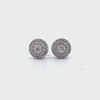10KT Gold Diamond Double Halo Cluster Earrings 0.22 CTW