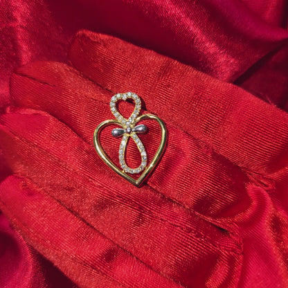 Ladies Heart with Infinity Pendant with 0.27 ctw Diamonds and Box Chain 10K Gold