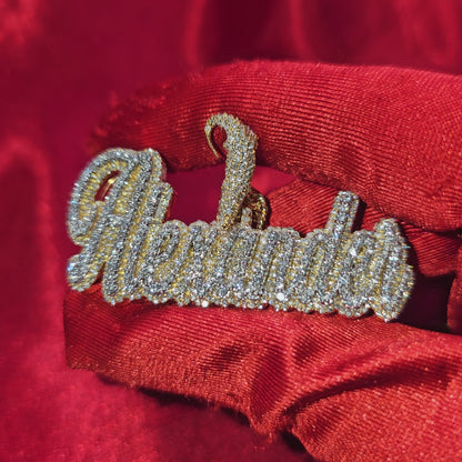 10K Gold Custom Name Pendant With Natural Diamonds 3.70CTW APX Gold Chain Included