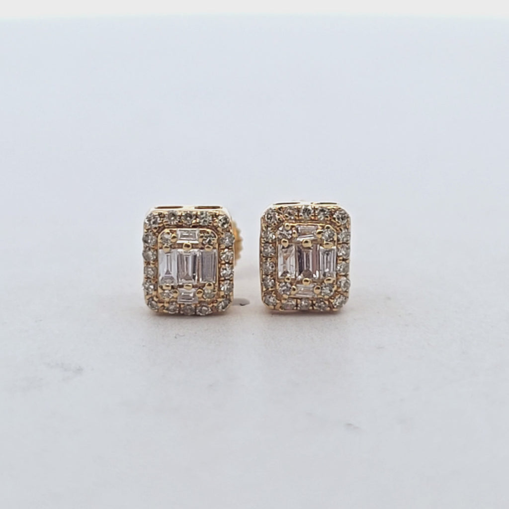 10KT Gold Diamond Cluster Halo Stud Earrings 0.20 CTW