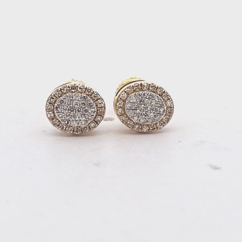 10KT Gold Diamond Cluster Halo Earrings 0.17 CTW