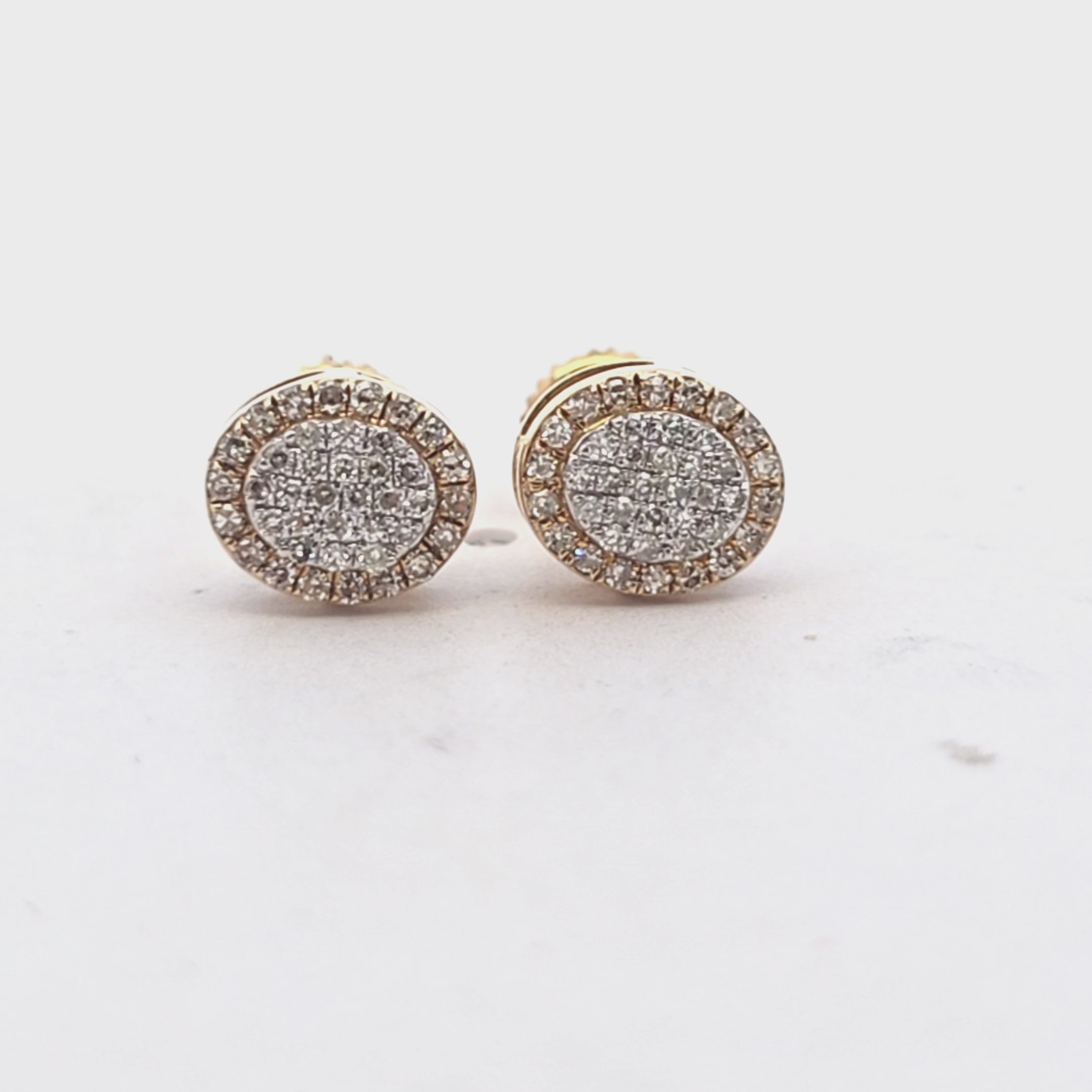 10KT Gold Diamond Cluster Halo Earrings 0.17 CTW