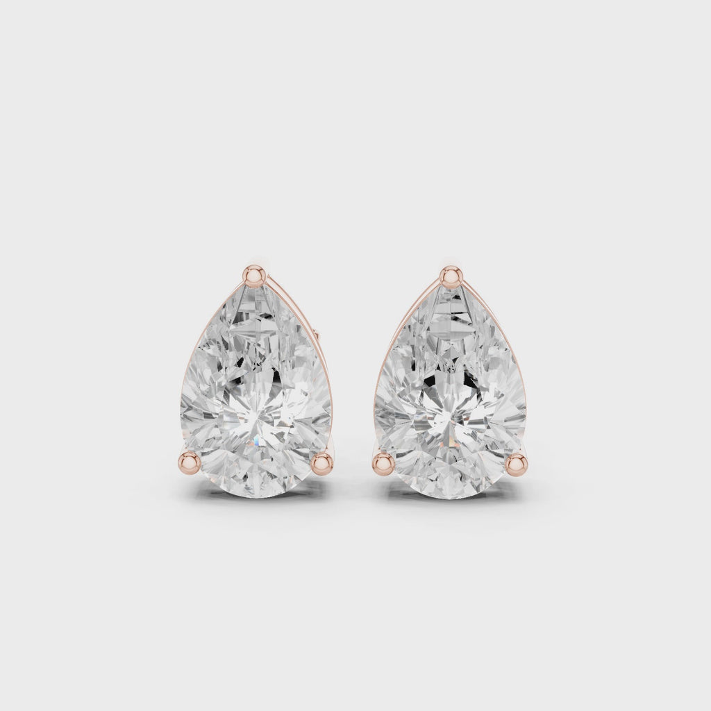 Pear Cut Lab Grown Diamond Stud Earrings 0.50–5.00 CTW in 14K Gold